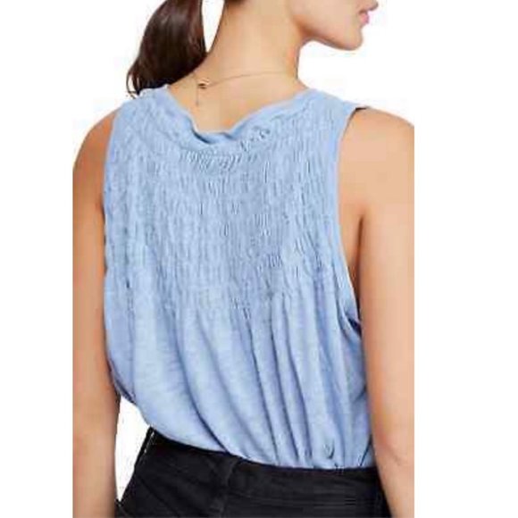 WE THE FREE New to Town Smocked Tank Top Dreamy Clouds - Picture 3 of 6